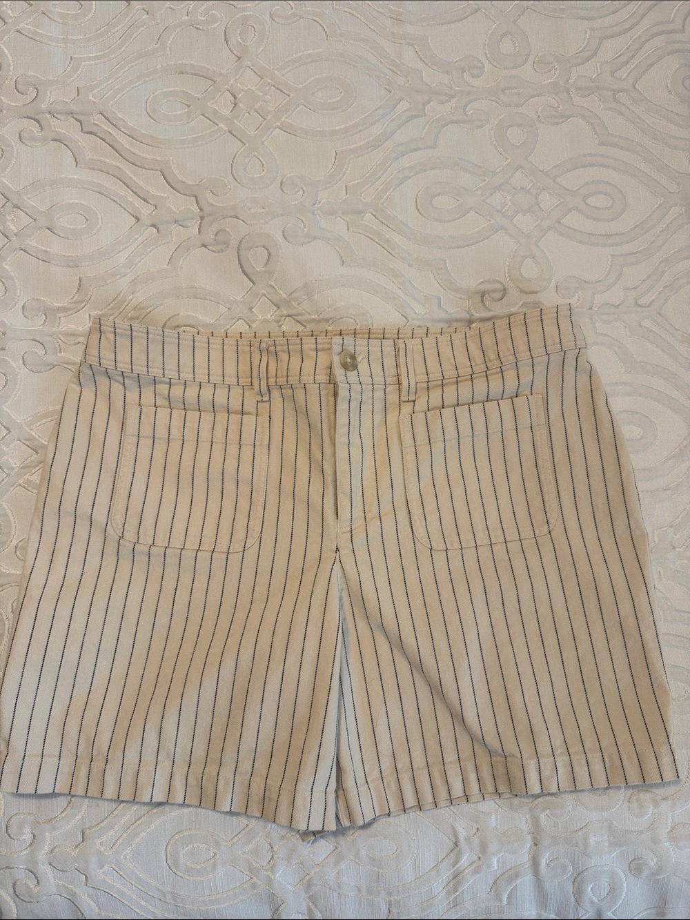 Talbots Cream Shorts with Black Pinstripes